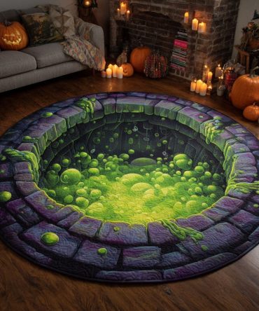 Witch Cauldron Quilted Round Mat
