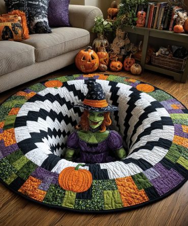 Witch Descent Quilted Round Mat