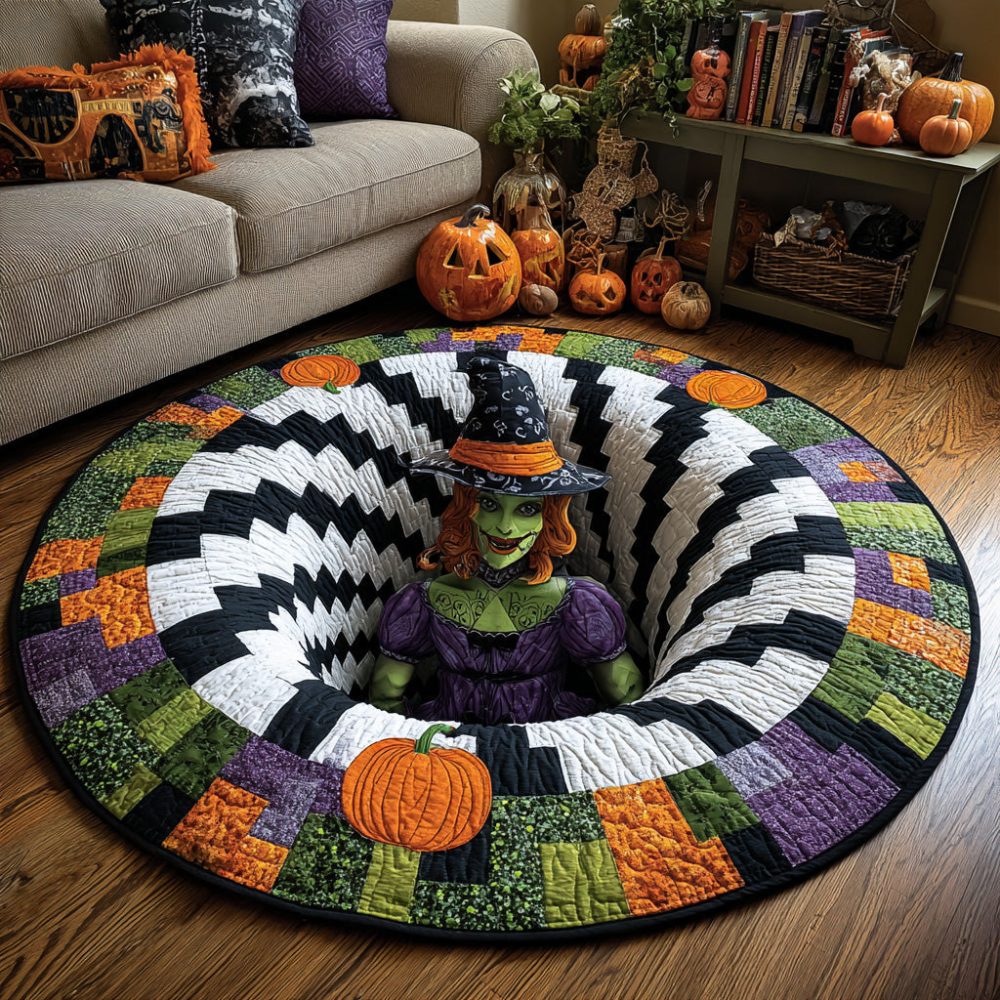 Witch Descent Quilted Round Mat
