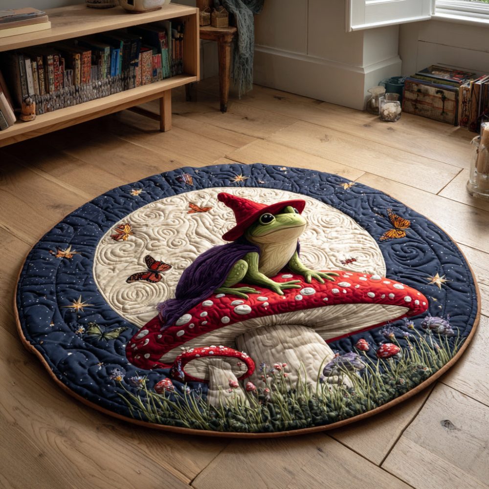 Witchy Frog Quilted Round Mat