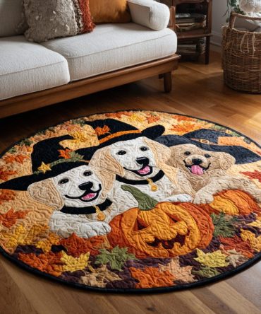 Witchy Labrador Retriever Quilted Round Mat