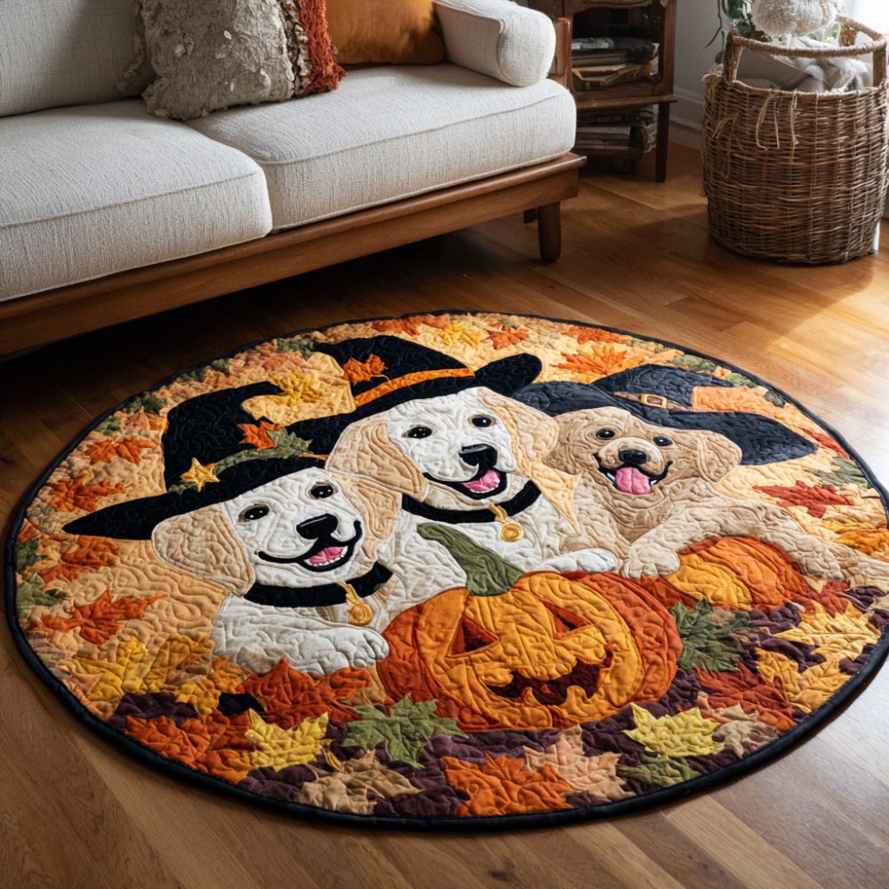 Witchy Labrador Retriever Quilted Round Mat