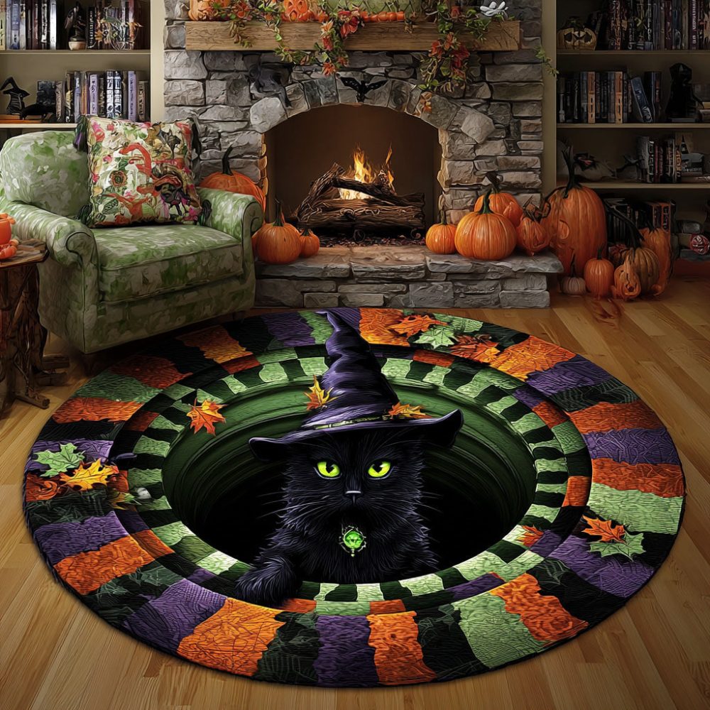 Witchy Whiskers Quilted Round Mat