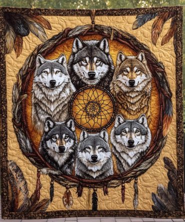 Wolf Dreamcatcher Quilted Blanket