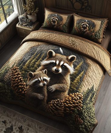 Woodland Bandit 3-Piece Quilted Bedding Set