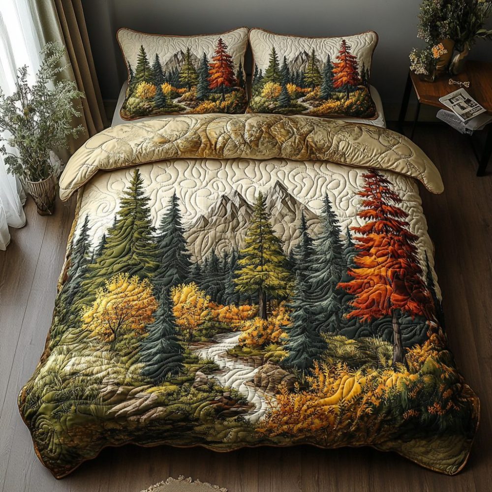 Woodland Embrace 3-Piece Quilted Bedding Set