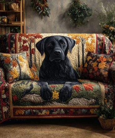 Woodland Lab Quilted Sofa Cover