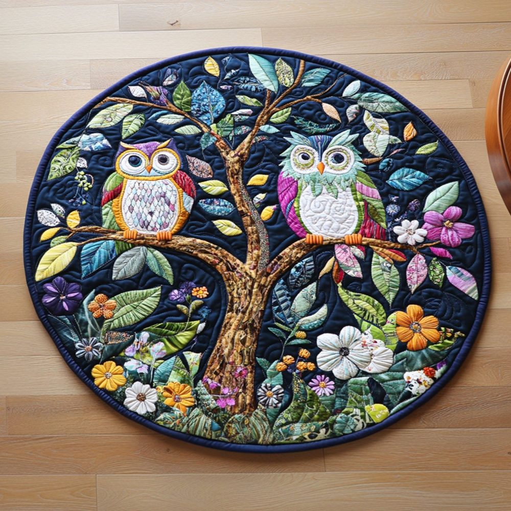 Woodland Owls Quilted Round Mat