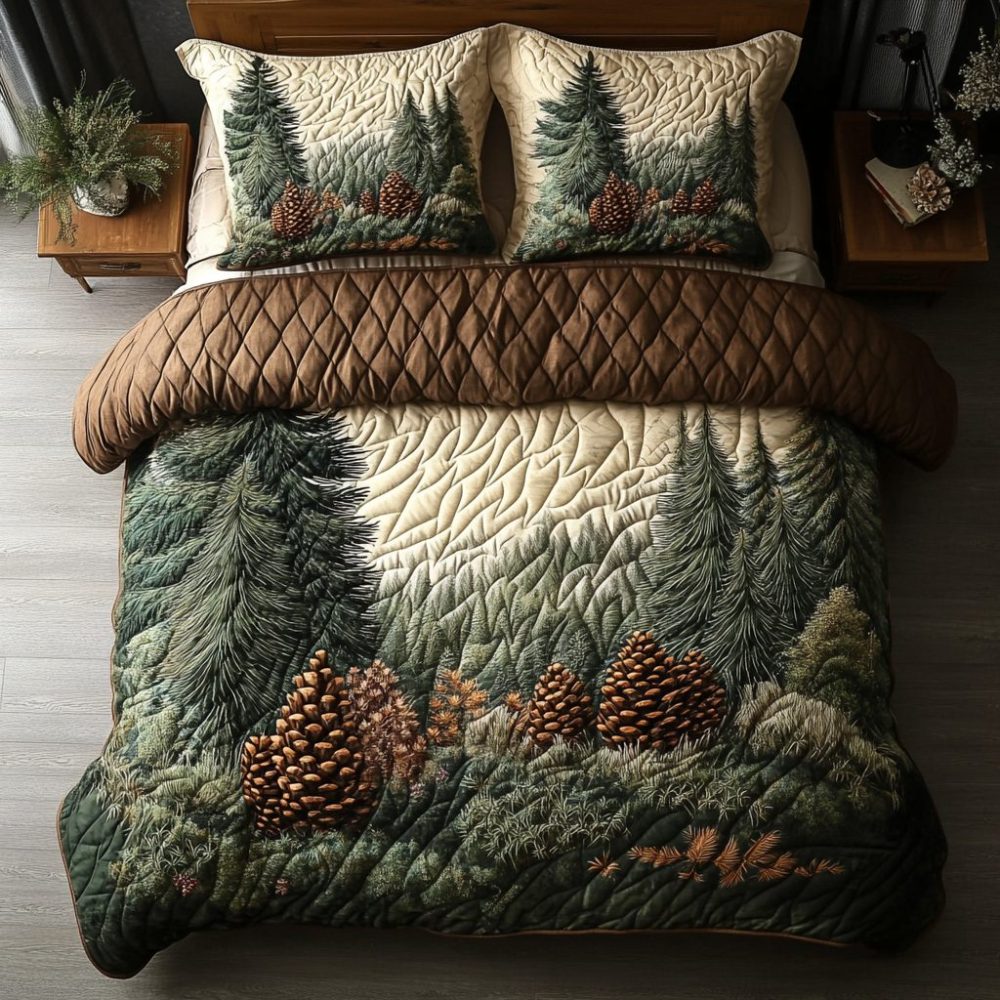 Woodland Pine 3-Piece Quilted Bedding Set