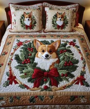 Wreath Delight 3-Piece Quilted Bedding Set