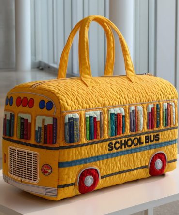 Yellow Bus Quilted Duffle Bag