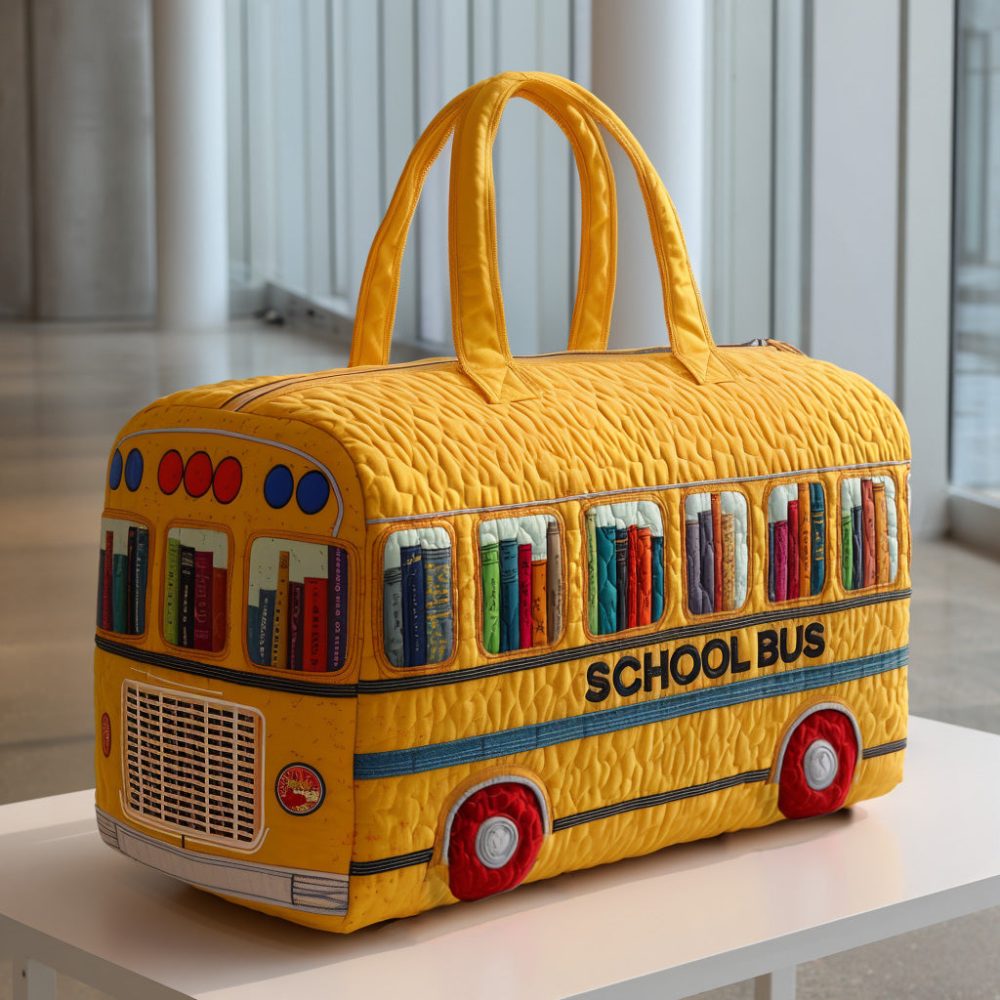 Yellow Bus Quilted Duffle Bag