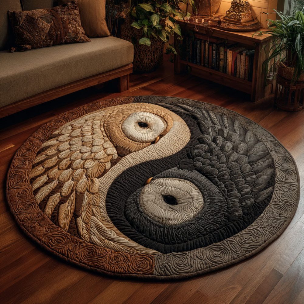 Yin Owl Quilted Round Mat
