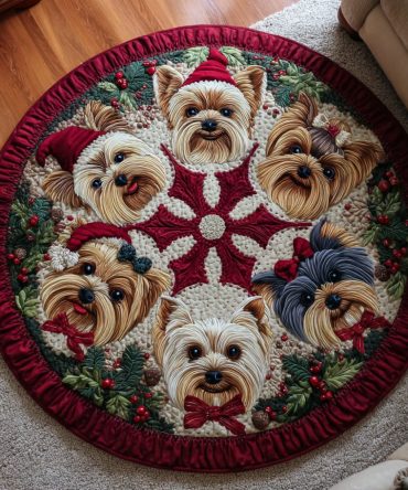 Yorkie Dream Quilted Round Mat