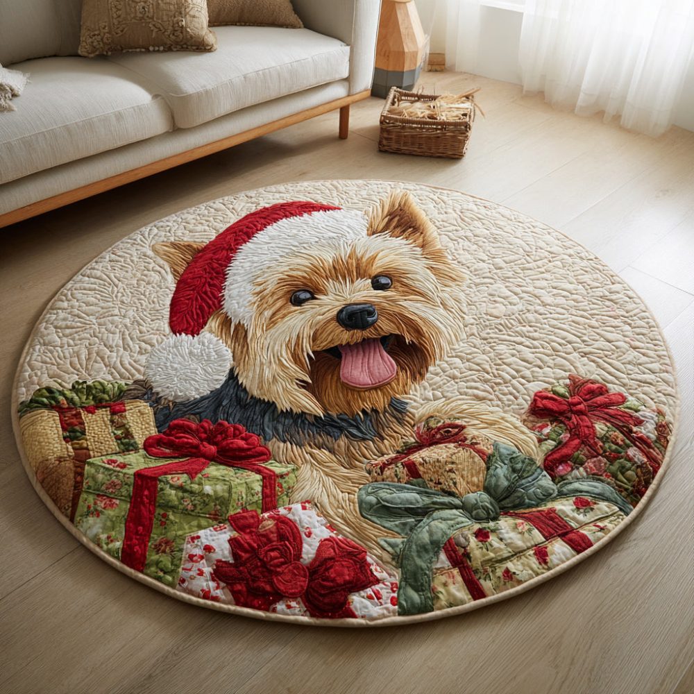 Yorkie Gem Quilted Round Mat