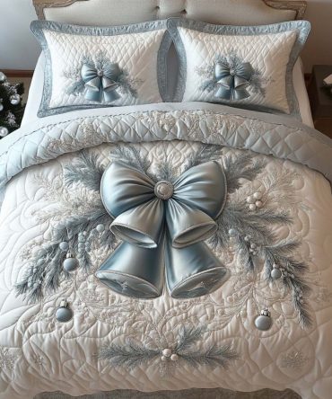 Yuletide Bell Glow 3-Piece Quilted Bedding Set