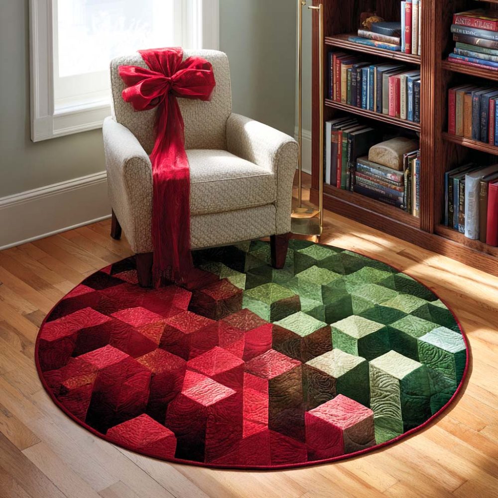 Yuletide Cubes Quilted Round Mat