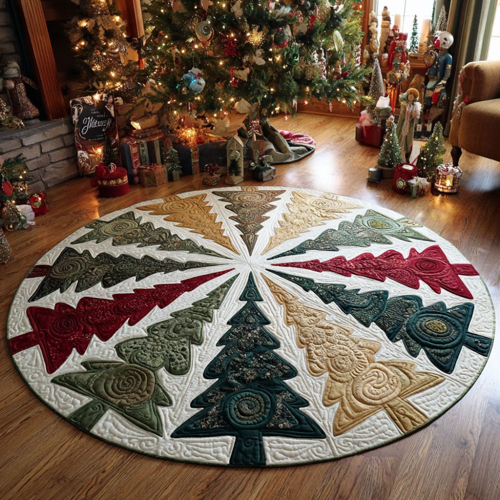 Yuletide Pines Quilted Round Mat