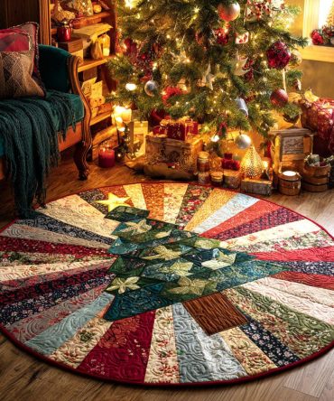 Yuletide Rays Quilted Round Mat