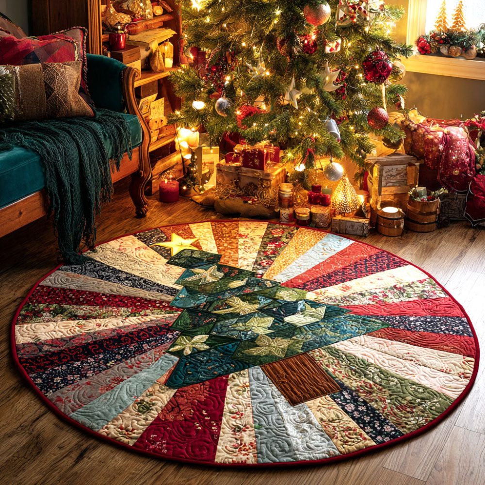 Yuletide Rays Quilted Round Mat