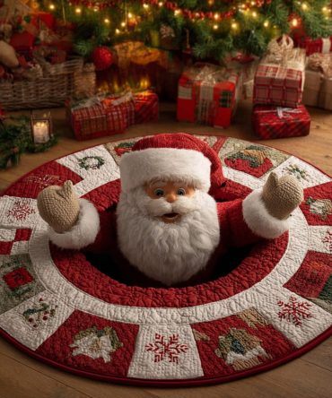 Yuletide Santa Quilted Round Mat