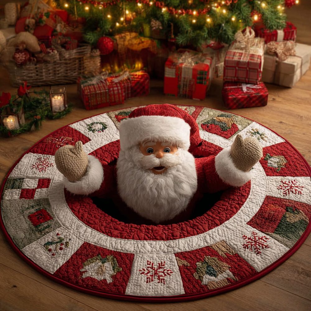 Yuletide Santa Quilted Round Mat