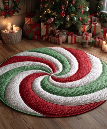 Yuletide Twirl Quilted Round Mat