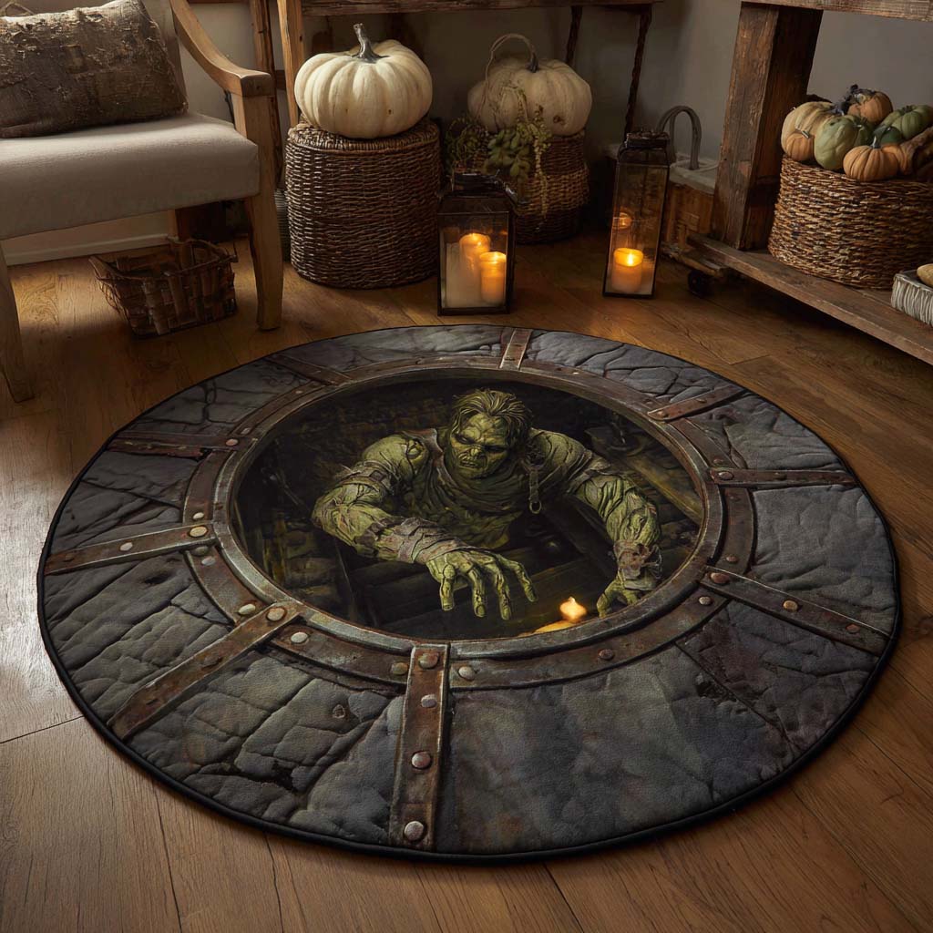 Zombie Escape Quilted Round Mat