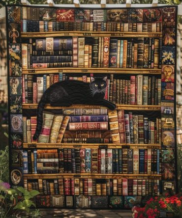 Literary Cat Quilted Blanket