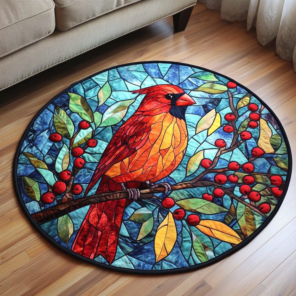 Crimson Glow Quilted Round Mat