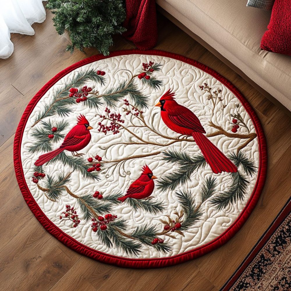 Cardinal Nest Quilted Round Mat