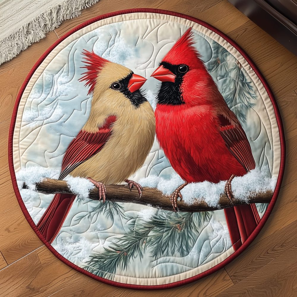 Cardinal Pair Quilted Round Mat