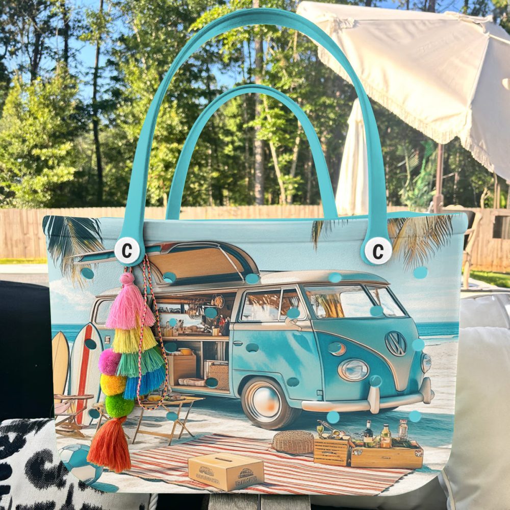 Retro Beach Van Tote Bag – Stylish, Spacious & Perfect For Summer Adventures - Image 4
