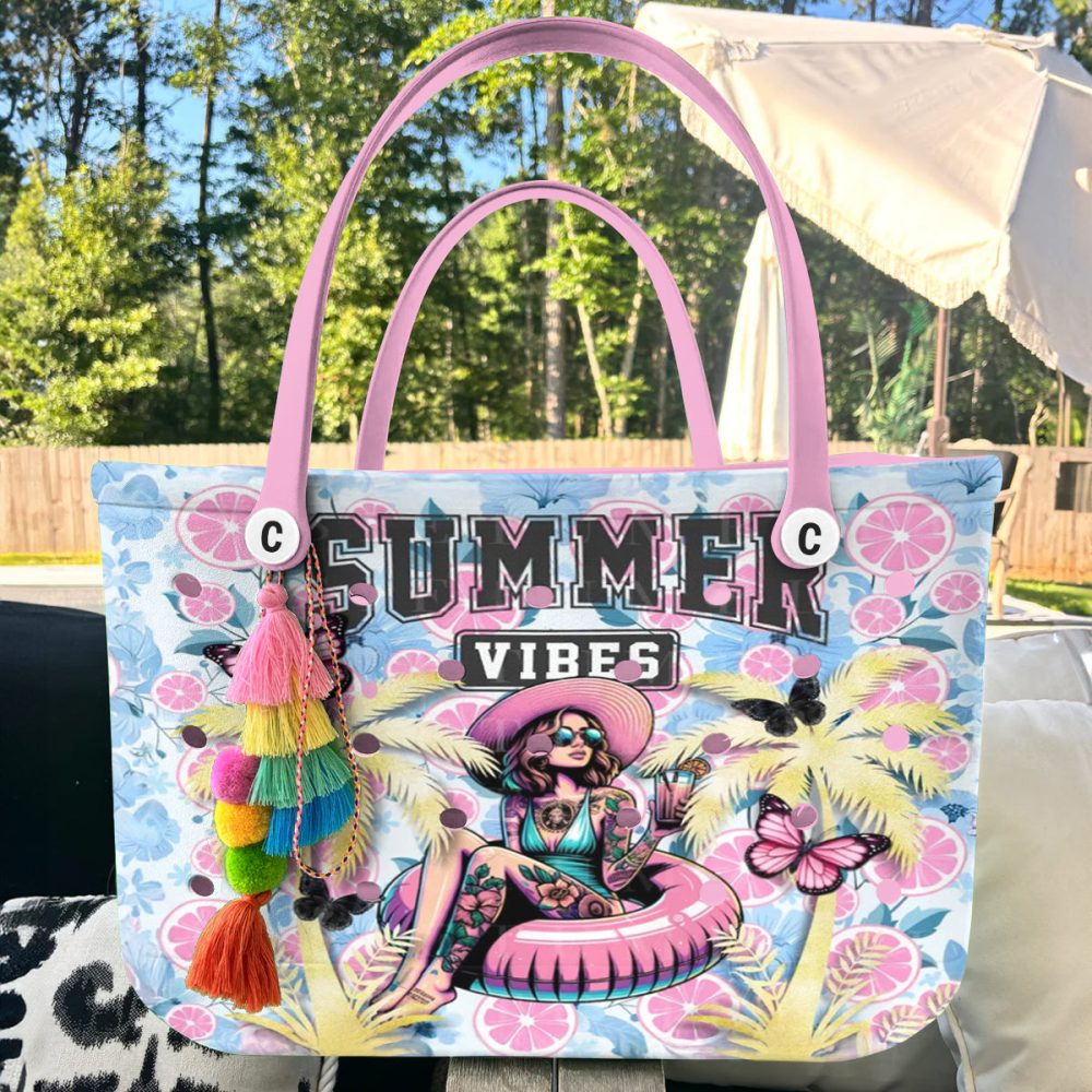 Summer Vibes Beach Tote Bag - Colorful Floral Design, Durable & Spacious For All Your Essentials - Image 5