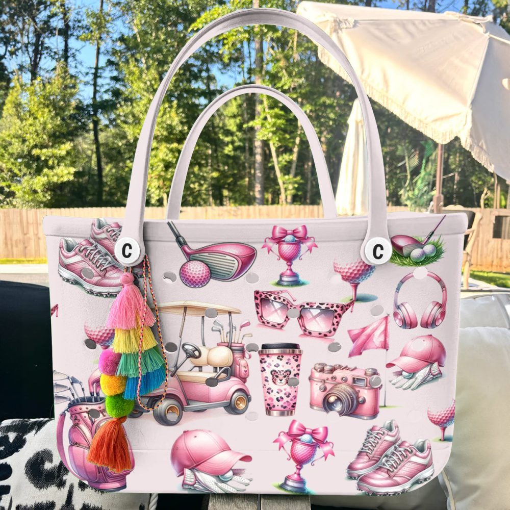 Stylish Pink Golf-Themed Tote Bag - Durable, Spacious & Chic Design For Everyday Use - Image 5
