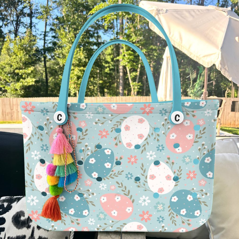 Bucket Tote Bag, Limited Edition Bogg Bag, Beach Bag Pastel Egg Delight - Image 5