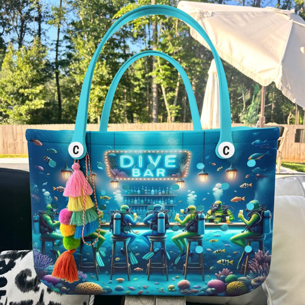 Bucket Tote Bag, Limited Edition Bogg Bag, Beach Bag Dive Bar - Image 4
