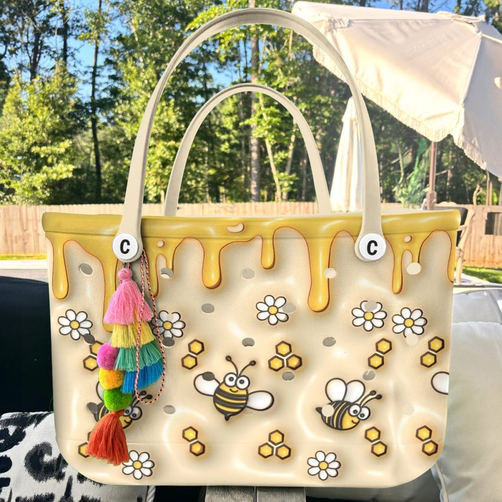 Bee-Themed Honey Drip Tote Bag – Stylish & Spacious Eco-Friendly Handbag - Image 4
