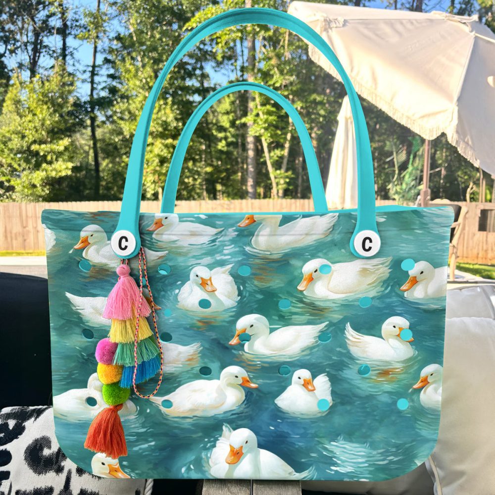 Bucket Tote Bag, Limited Edition Bogg Bag, Beach Bag Quack & Splash - Image 4