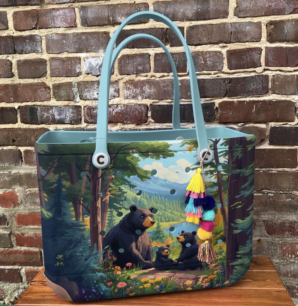 Bucket Tote Bag, Limited Edition Bogg Bag, Beach Bag Bear Haven - Image 2