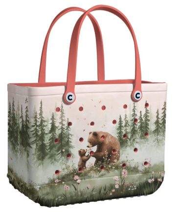 Bucket Tote Bag, Limited Edition Bogg Bag, Beach Bag A Little Bear'S Flowers