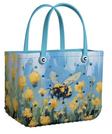 Vibrant Floral Bee Tote Bag – Waterproof, Eco-Friendly, Versatile For Beach Or Shopping