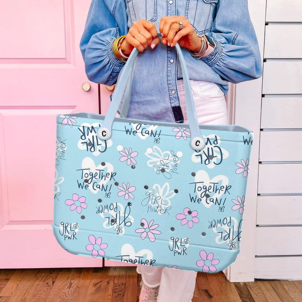 Bucket Tote Bag, Limited Edition Bogg Bag, Beach Bag Grl Pwr In Blue - Image 5