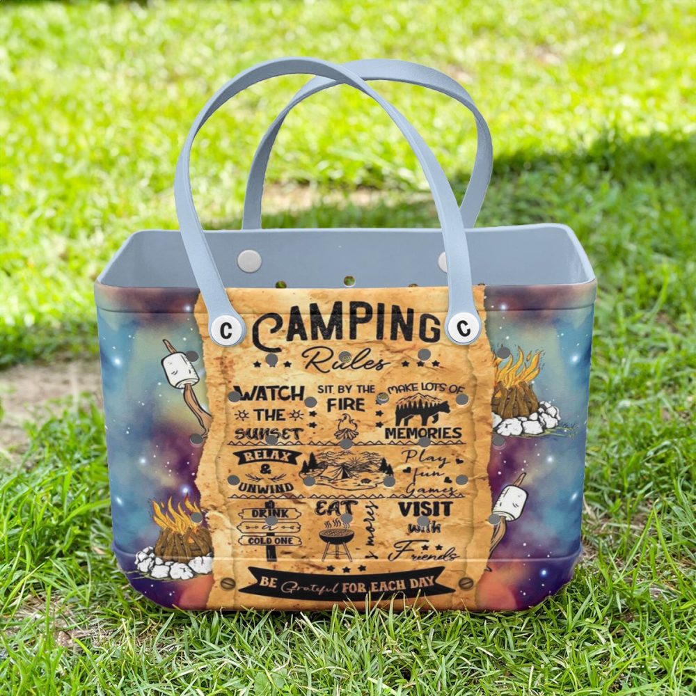 Bucket Tote Bag, Limited Edition Bogg Bag, Beach Bag Camping Rules - Image 6