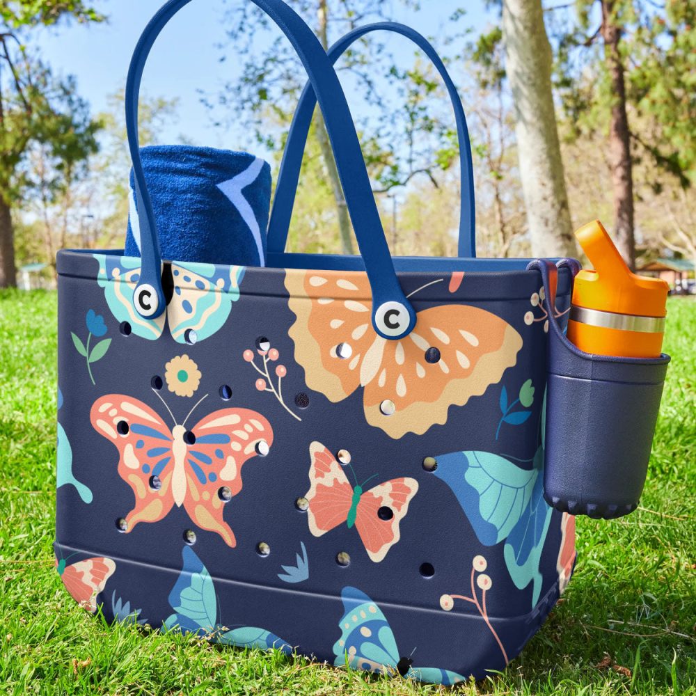 Bucket Tote Bag, Limited Edition Bogg Bag, Beach Bag Flutterby Fantasy - Image 3