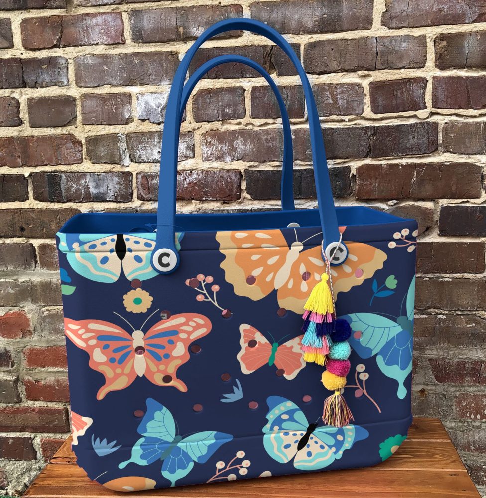 Bucket Tote Bag, Limited Edition Bogg Bag, Beach Bag Flutterby Fantasy - Image 5