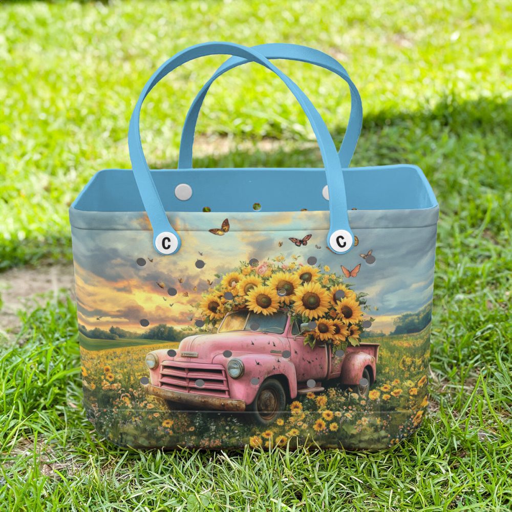 Bucket Tote Bag, Limited Edition Bogg Bag, Beach Bag Sunflower Cargo - Image 4