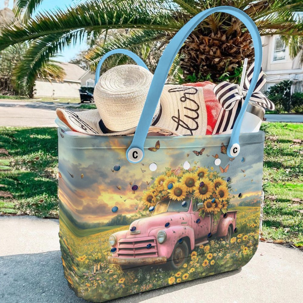 Bucket Tote Bag, Limited Edition Bogg Bag, Beach Bag Sunflower Cargo - Image 2
