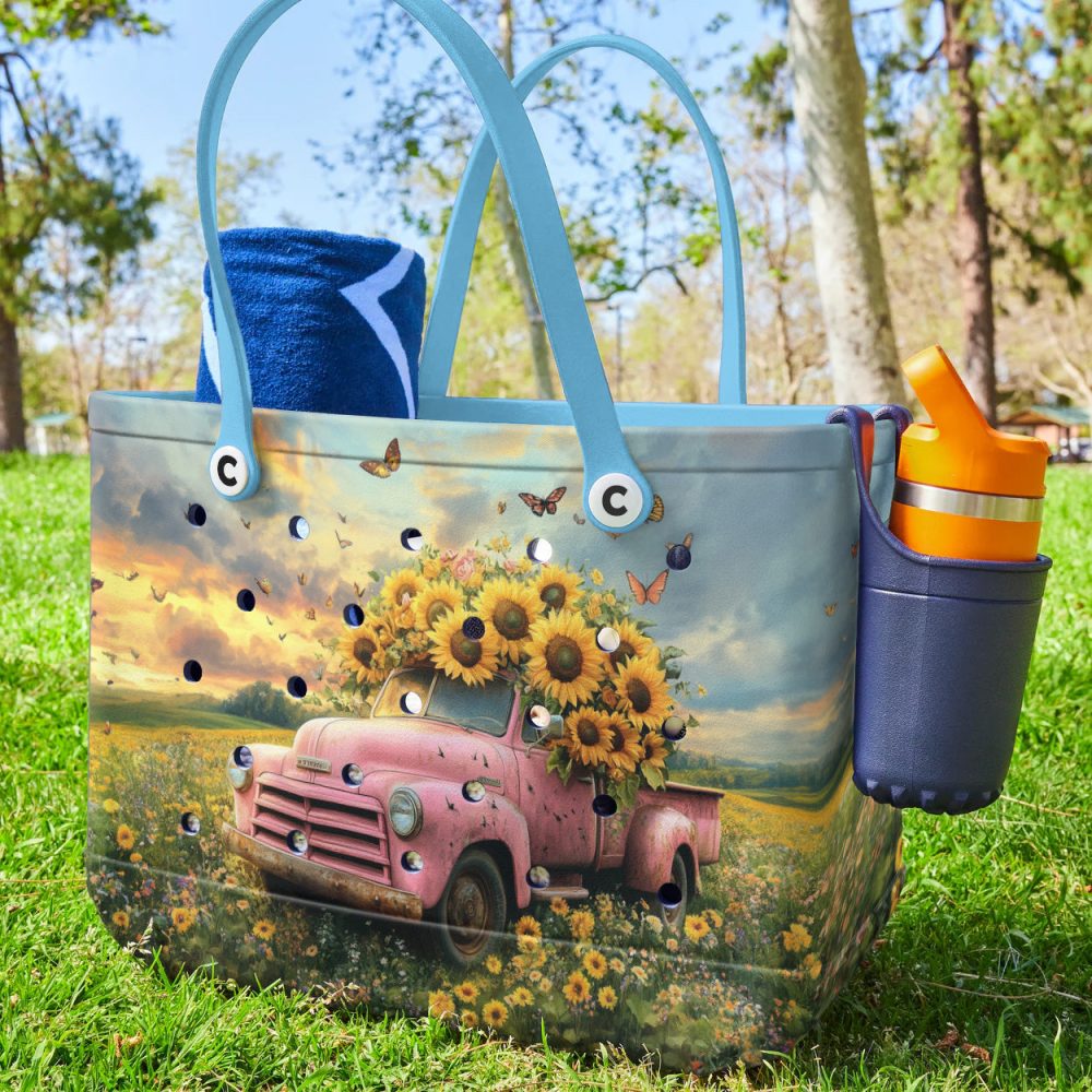 Bucket Tote Bag, Limited Edition Bogg Bag, Beach Bag Sunflower Cargo - Image 3