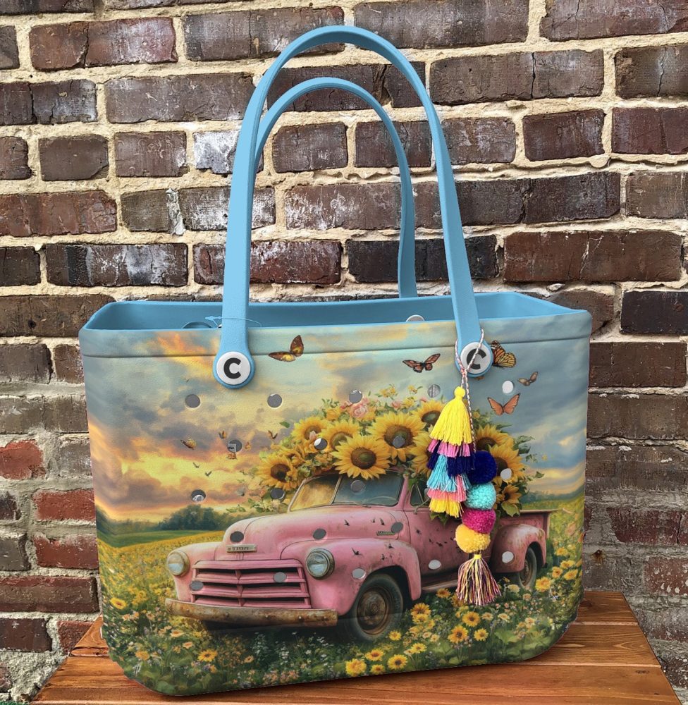 Bucket Tote Bag, Limited Edition Bogg Bag, Beach Bag Sunflower Cargo - Image 5